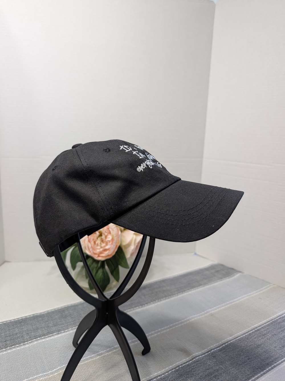 Black Embroidered Baseball Cap - "It's fine" - Picture 4 of 4